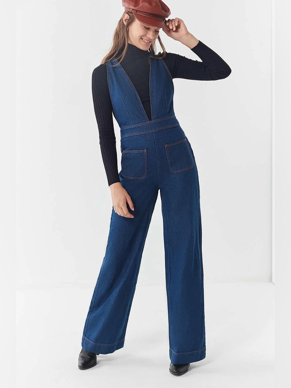 BDG Urban Outfitters Eleanor Plunging Denim Jumpsuit